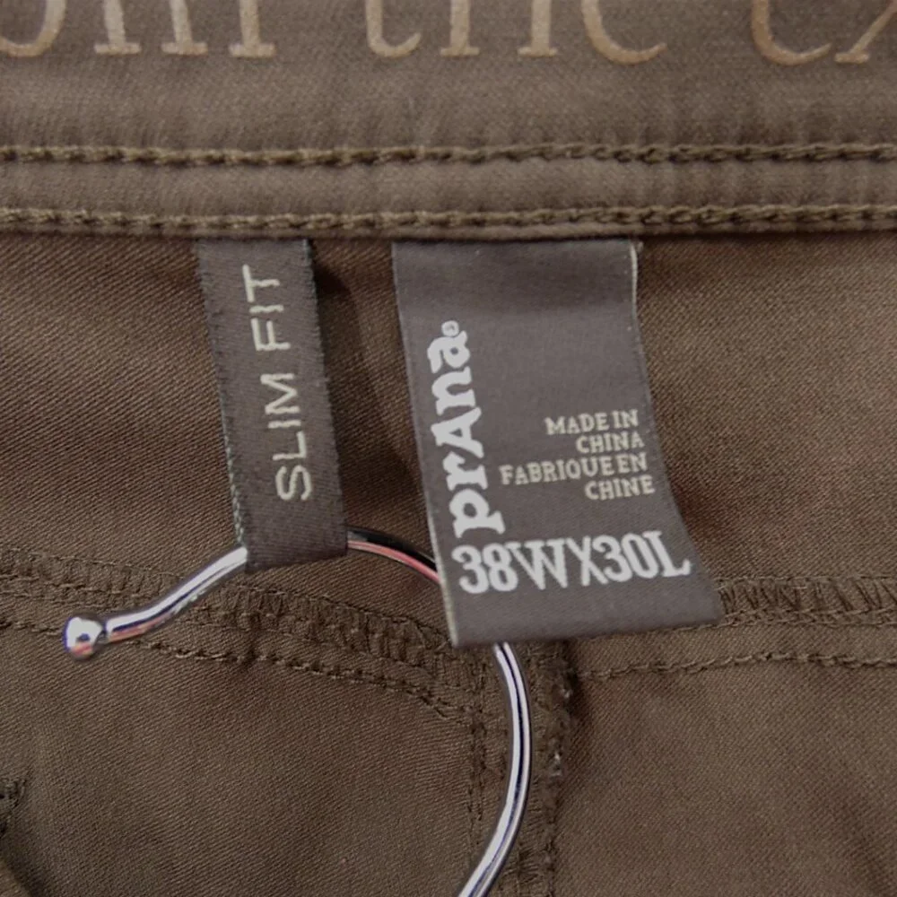 PrAna Breathe Collection Chocolate Brown Slim Fit Tech Pants Men's Size 38X30